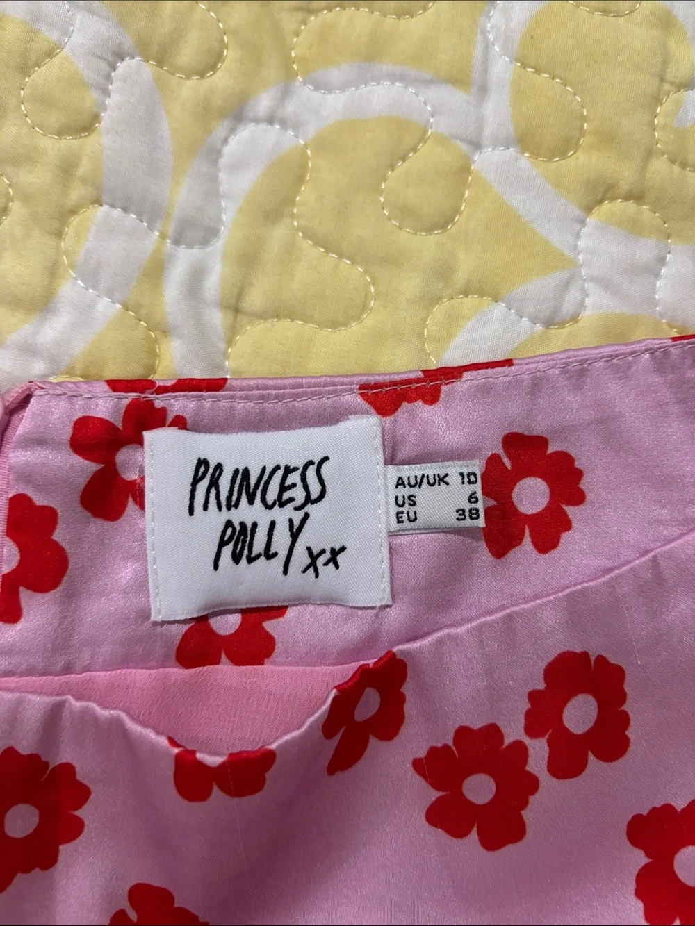 Princess Polly Pink Mini Skirt with Red Floral Print